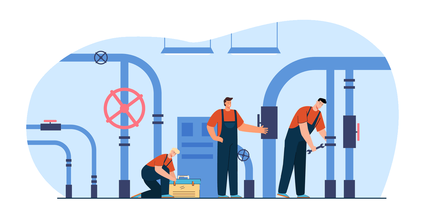 cartoon vector image men fixing pipes